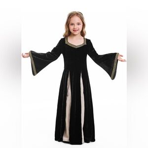 Girls Velvet Renaissance Dress Royalty Medieval Princess Costume Dress up Med.